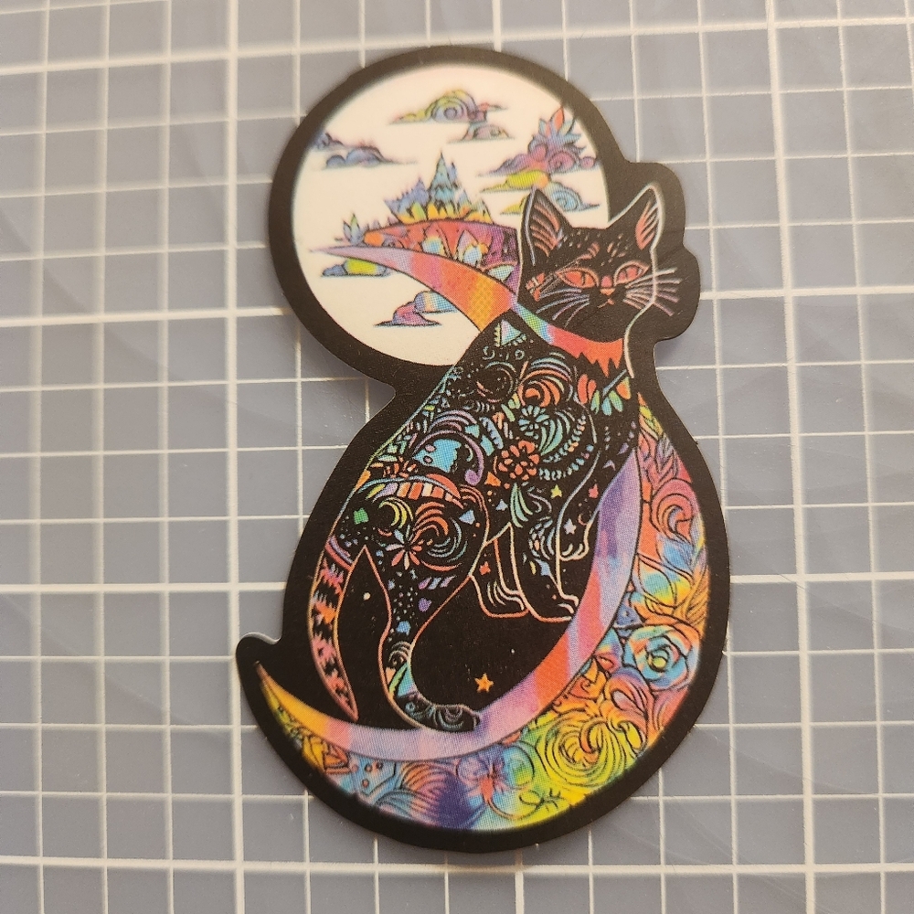 10/$10 Sticker Stained Glass Black Cat Theme Wicca Witchy Goth